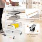 Costway 4 Tier Utility Rolling Cart With Adjustable Shelves-white