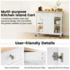 Costway Mobile Kitchen Island Cart Rolling Kitchen Island With Rubber Wood Top-white