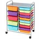 Costway 15 Drawer Rolling Storage Cart With 4 Wheels For Beauty Salon-multicolor