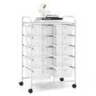 Costway Storage Rolling Cart With 10-drawer For Tools Scrapbook Paper Organising-clear