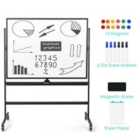 Costway Mobile Magnetic Double-sized Whiteboard With 4 Lockable Wheels
