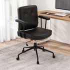 Costway Home Office Small Desk Chair With Adjustable Height Wheels-dark Brown