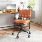 Costway Home Office Small Armless Desk Chair With Wheels And Lumbar Support-brown