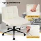 Costway Pu Leather Upholstered Cross-legged Office Chair With Wheels-beige