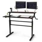 Costway 2-tier Height Adjustable Standing Desk With Crank Handle-coffee