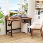 Costway 120Cm Mobile Computer Desk With Storage Bag And 2 Headphone Hooks-teak