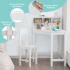 Costway Kids Corner Desk And Chair Set With Chair And Hutch-white