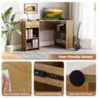 Costway L-shaped Computer Desk With Storage And Open Shelves For Living Room Bedroom-natural