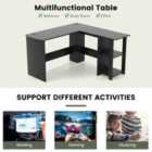 Costway L-shaped Computer Desk With 2-tier Open Shelves