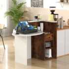 Costway Reception Desk With Lockable Drawer And Adjustable Shelf For Office-brown