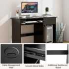 Costway Wooden Computer Desk With Pull-out Keyboard Tray And Adjustable Storage Shelves-black