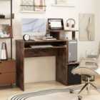 Costway Space-saving Computer Desk With Open Shelf And Fabric Storage Drawer-rustic Brown