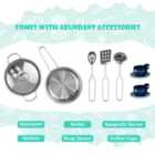 Costway 2 Pieces Kids Pretend Play Set With Stool And Real Sounds Light