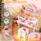 Costway 2-in-1 Kids Vanity Table And Chair Set-white