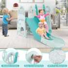 Costway 4-in-1 Toddler Slide And Swing Set With Foldable Extra-long Slide-green