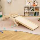 Costway 3-in-1 Wooden Climber With Ramp Toddler Climber Arch-natural