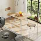 Costway 3-piece Kitchen Dining Room Furniture With Metal Frame And Adjustable Foot Pads-natural