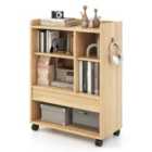 Costway Mobile Storage Cabinet With Drawer And Adjustable Shelves-natural