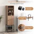 Costway Tall Storage Cabinet With Adjustable Shelf And Bottom Storage-natural