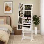 Costway Freestanding Jewelry Armoire Cabinet With Inner LED Lights And 4 Adjustable Tilt Angles-white
