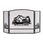 Costway 55 X 29.5 Inch Fireplace Screen With Natural Scenery And Moose Pattern
