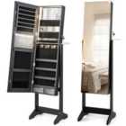 Costway Freestanding LED Mirrored Jewellery Cabinet With Keyhole-black