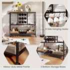 Costway 3 Tiers Bar Cart On Wheels With Glass Racks-brown