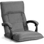 Costway Floor Sofa Chair With 14-position Adjustable Backrest-grey