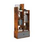 Costway 7-tier Wooden Bookshelf With Folding Drawer For Study Living Room-rustic Brown