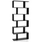 Costway 6-tier S-shaped Wooden Industrial Bookshelf-black