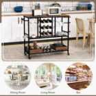 Costway 3 Tiers Bar Cart On Wheels With Glass Racks-rustic Brown