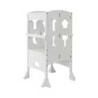 Costway Folding Height Adjustable Kids Step Stool With Safety Latches-white