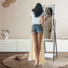 Costway LED Standing Jewelry Mirror Cabinet With 3-color Lighted Full-length Mirror-white