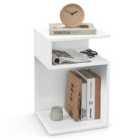 Costway S-shaped Side Table With 2 Open Compartments For Small Space-white