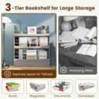 Costway 3-tier Standing Bookshelf With 2 Anti-tipping Kits And Guardrails-grey