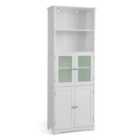 Costway Freestanding Storage Cabinet With Tempered Glass Door And Open Shelves-white