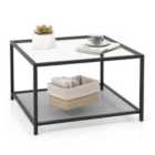 Costway Modern 2-tier Square Glass Coffee Table With Storage-black