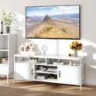 Costway 147 Cm Industrial Tv Stand With Adjustable Shelf For Tvs Up To 65 Inch-white