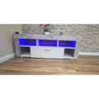 Kosy Koala TV Cabinet LED Unit With High Glossy Doors In Stone Grey