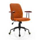 Costway Adjustable Velvet Rocking Leisure Chair With Padded Seat And Rubber Wood Armrests-orange