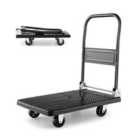 Costway Push Cart Dolly With 400Kg Weight Capacity And 360° Swivel Wheels-black