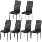 Costway Set Of 6 High Back Dining Chairs With Metal Legs And Foot Pads