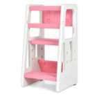 Costway Kids Non-slip Kitchen Step Stool With Double Safety Rails-pink