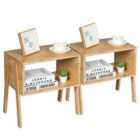 Costway Set Of 2 Stackable Bedside Table With Open Storage Compartment