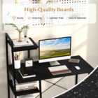 Costway Home Office Desk With Bookshelf And Host Stand-black