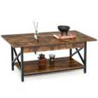 Costway 2-tier Industrial Coffee Table For Living Room Bedroom Office-rustic Brown