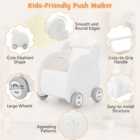 Costway Baby Walker Push Toy 4-wheel Toddler Toy Cart Elephant Shape-white