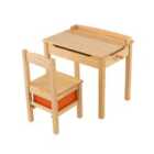 Costway Kids Table And Chair Set With Hidden Space And Hook-natural