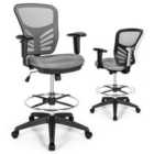 Costway Mesh Drafting Chair With Adjustable Footrest-grey