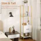 Costway 5-tier Tall Narrow Bookcase Bookshelf With Drawer Shelves-white